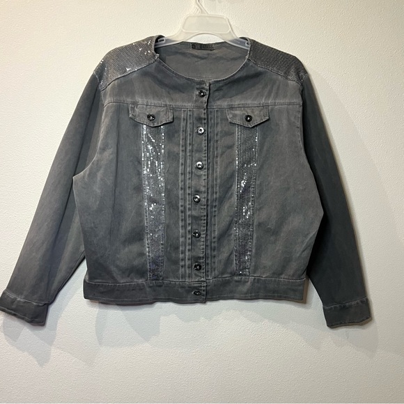 LA BASS Sequined Denim Jackets - Picture 9 of 15